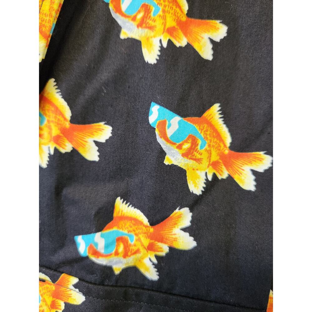 Neff Goldfish Koi Long Sleeve Button Down Black Shirt Men Extra Large NWT - Picture 3 of 8